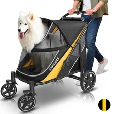 Dog Stroller for Large & Medium Dogs - Easy Fold Dual Entry Pet Stroller with...
