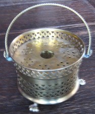 elegantes antikes Messing Stövchen mit Tatzenfüßen Warmhalter Rechaud