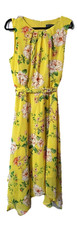 Jessica Howard Dress Size 14 Yellow Floral Handkerchief Hem Sleeveless