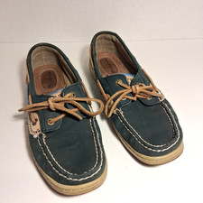 Sperry Top-Sider Koifish Womens 7.5 Blue Plaid Boat Shoe Leather 9174806