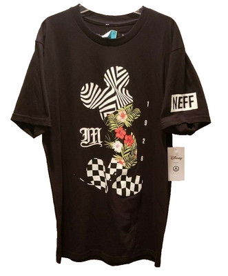 MEN'S NEFF X DISNEY MICKEY MOUSE CHECKERED FLORAL 1928 T SHIRT SIZE MED~NEW