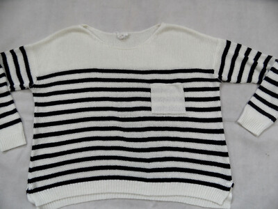 Esprit beautiful white blue striped oversized jumper chest pocket size S excellent 720