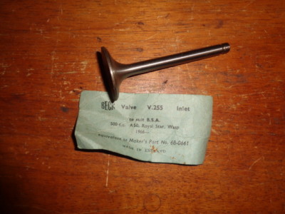 NOS Beck Inlet Valve BSA 500cc A50 Royal Star Wasp 1966 68-0661