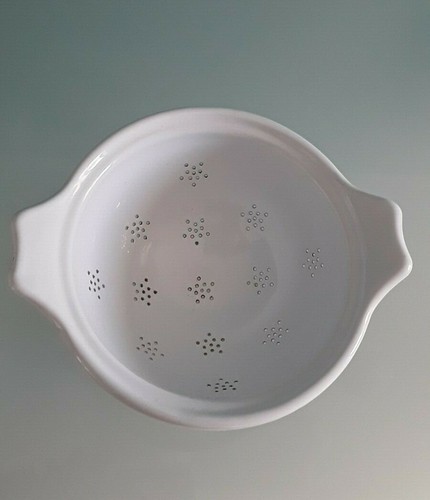 "F. LLIONOFRI" scolapasta vintage,smalto e ferro,colore bianco e verde, d.27 cm - Foto 4 di 6