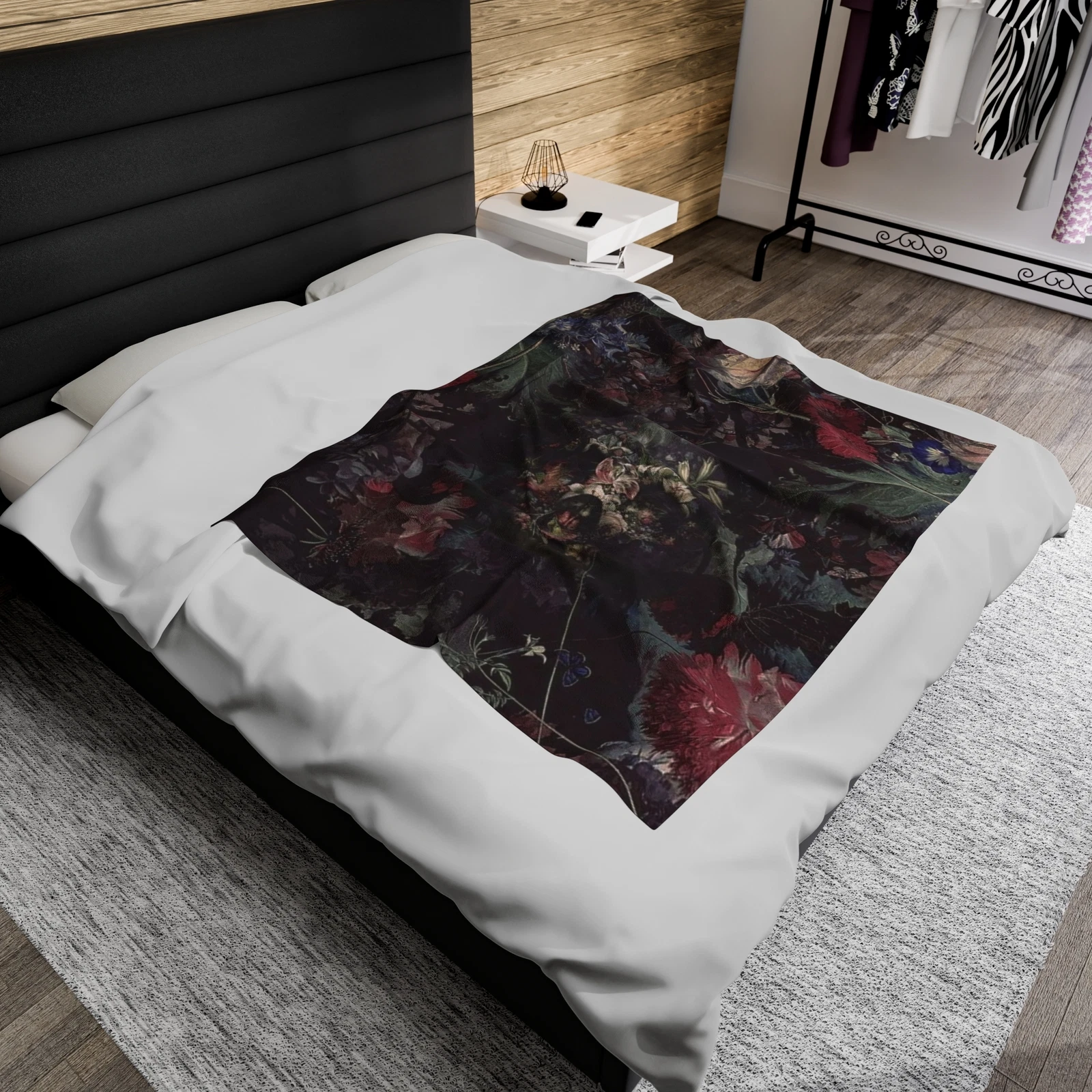 Skull Flower Soft Throw Plush Blanket