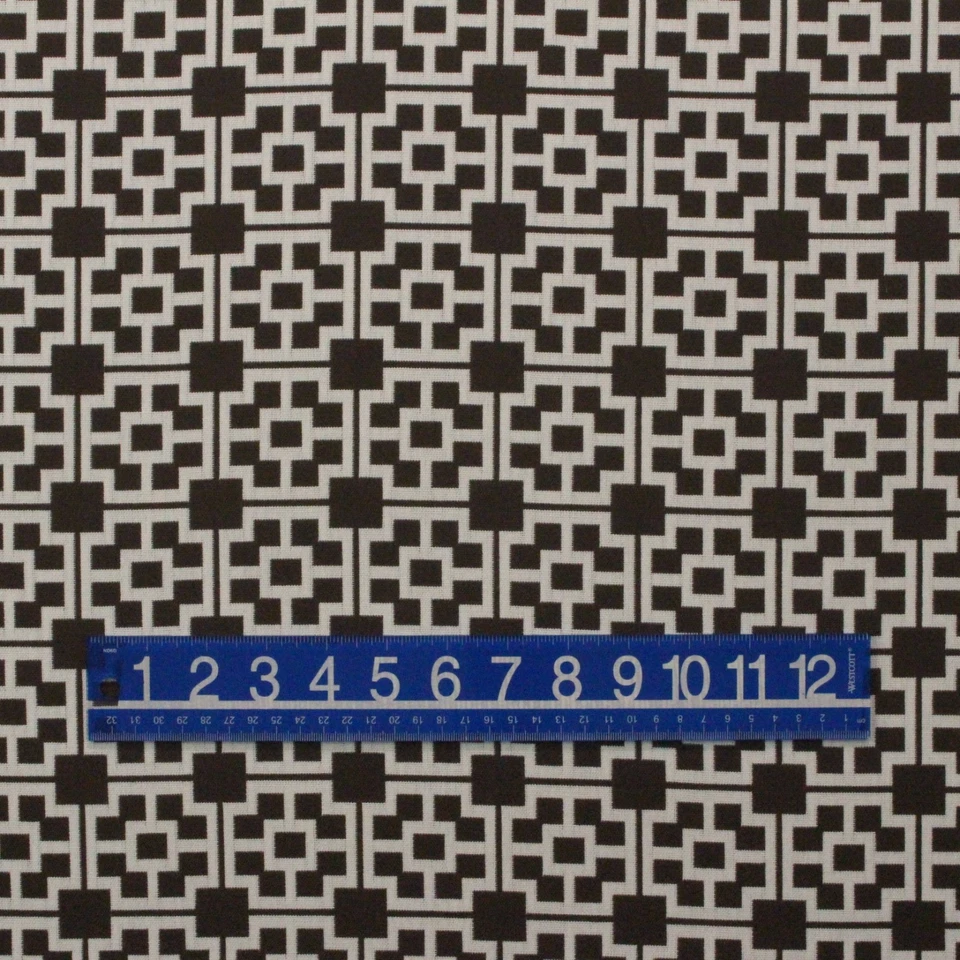 OUTDURA QUADRADOS MARROM JACQUARD TECIDO PARA MÓVEIS INTERNOS EXTERNOS POR JARDA 55"W - Imagem 2 de 4