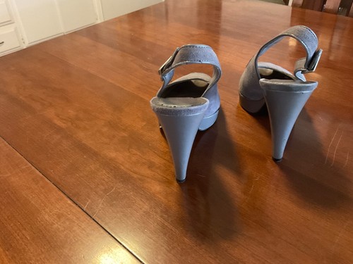 BCBGirls Jointa Grey Suede & Patent Platform Peep Toe Strappy Sandal Heels 7.5 - Picture 4 of 17