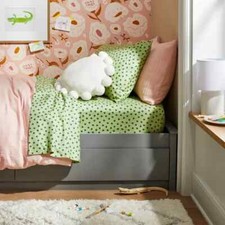 4 pc Pillowfort Green  Peach Dot Full Sheet Set NIP