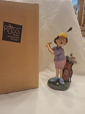 VTG RUSS DOUG HARRIS #100695 "Caution Woman Driver" female golf figurine;NIB
