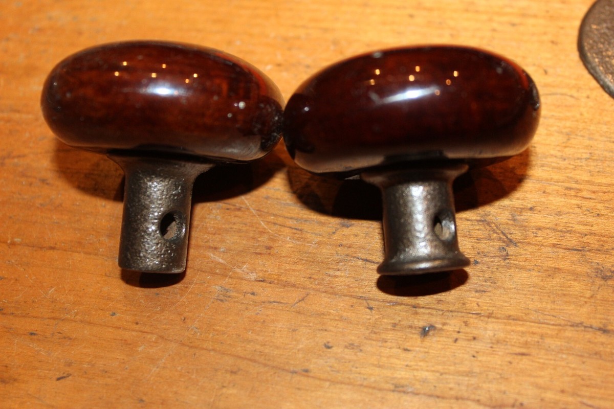 riruページ Restored Antique Cast Iron Rim Lock Set with Knobs, Keyhole