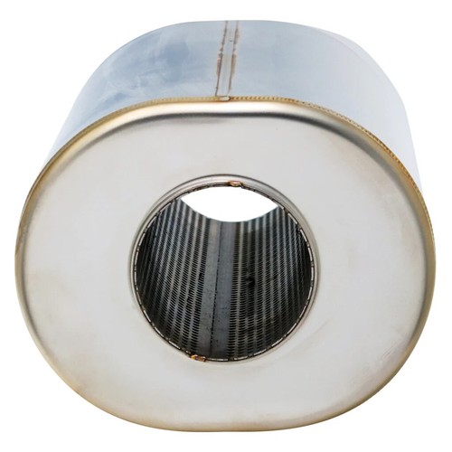 304 Stainless Steel Oval Universal Muffler 2.5" Single Straight Inlet & Outlet - Picture 4 of 4