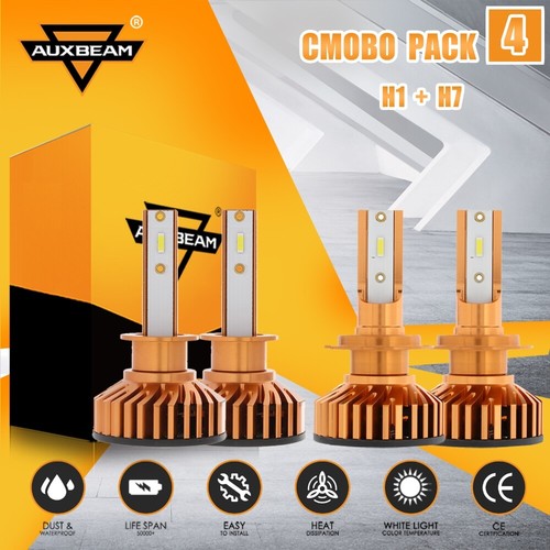 AUXBEAM H1 H7 LED Faros Alto/Bajo Haz 52W 10000LM 6500K Blanco Kit Súper Brillante - Imagen 1 de 12