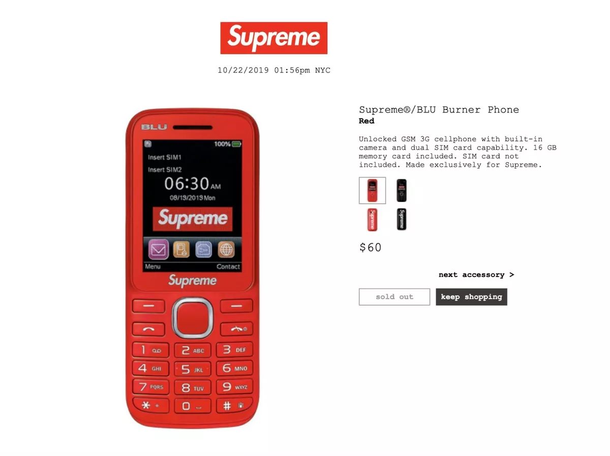 反物 浴衣 Supreme BLU Burner シュプリーム バーナーフォン 赤 携帯