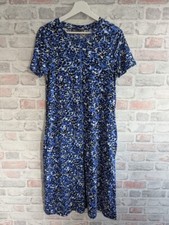 M&S T-Shirt Dress Blue Animal Print Size 10 Midi 100% Cotton