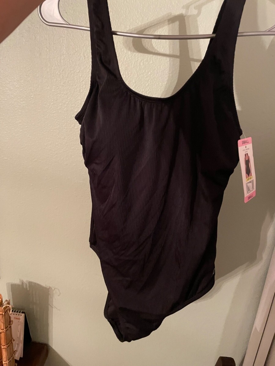 Hurley Women's 4 Way Stretch One Piece UPF 50+ Black Swimsuit Size