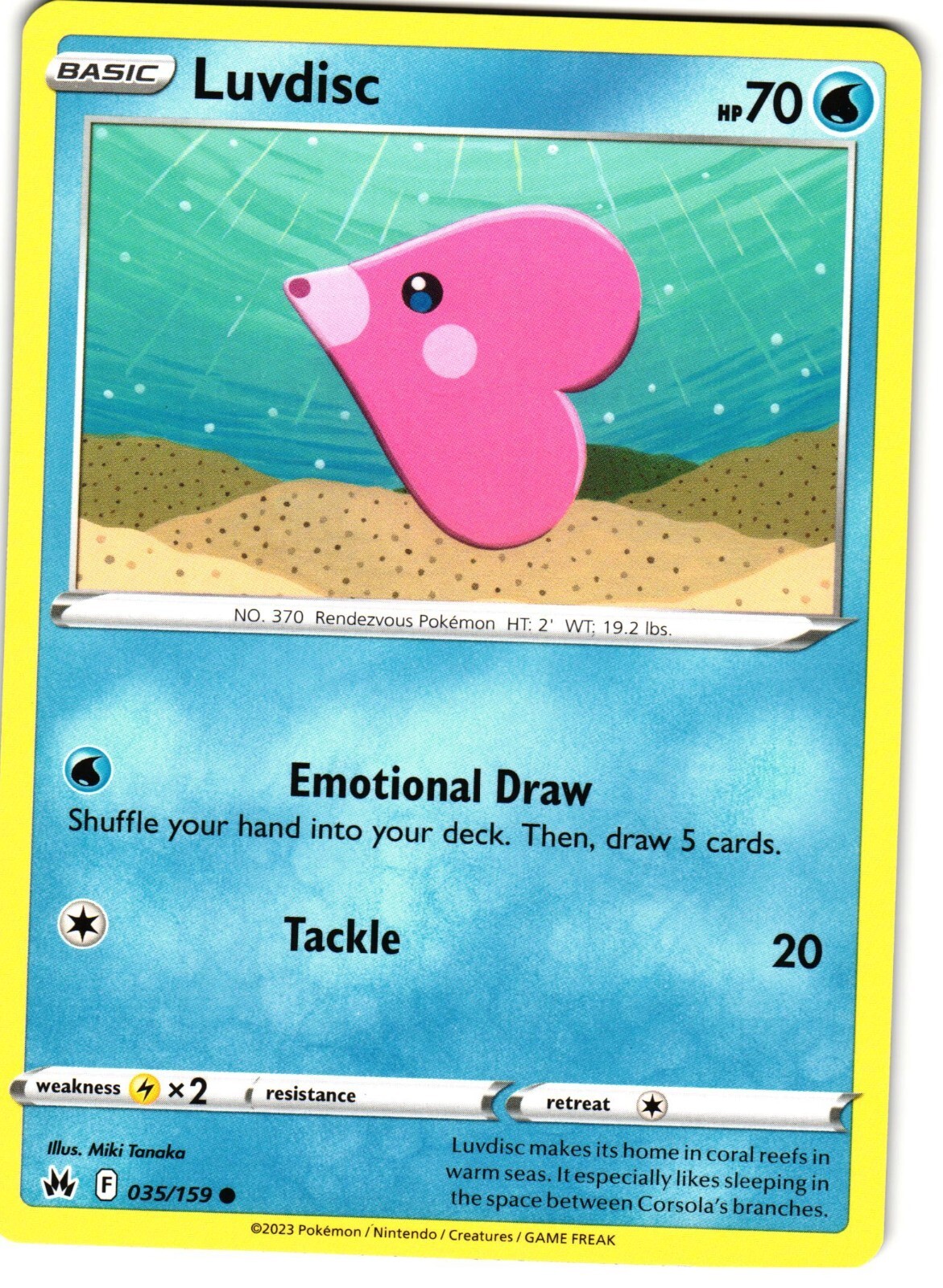 Luvdisc 35/159 Pokemon SWSH: Crown Zenith