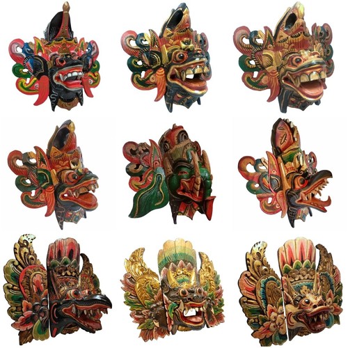Mono Balinés Madera Tallada Máscara Barong Indonesio Colgante de Pared Arte Popular - Imagen 18 de 18