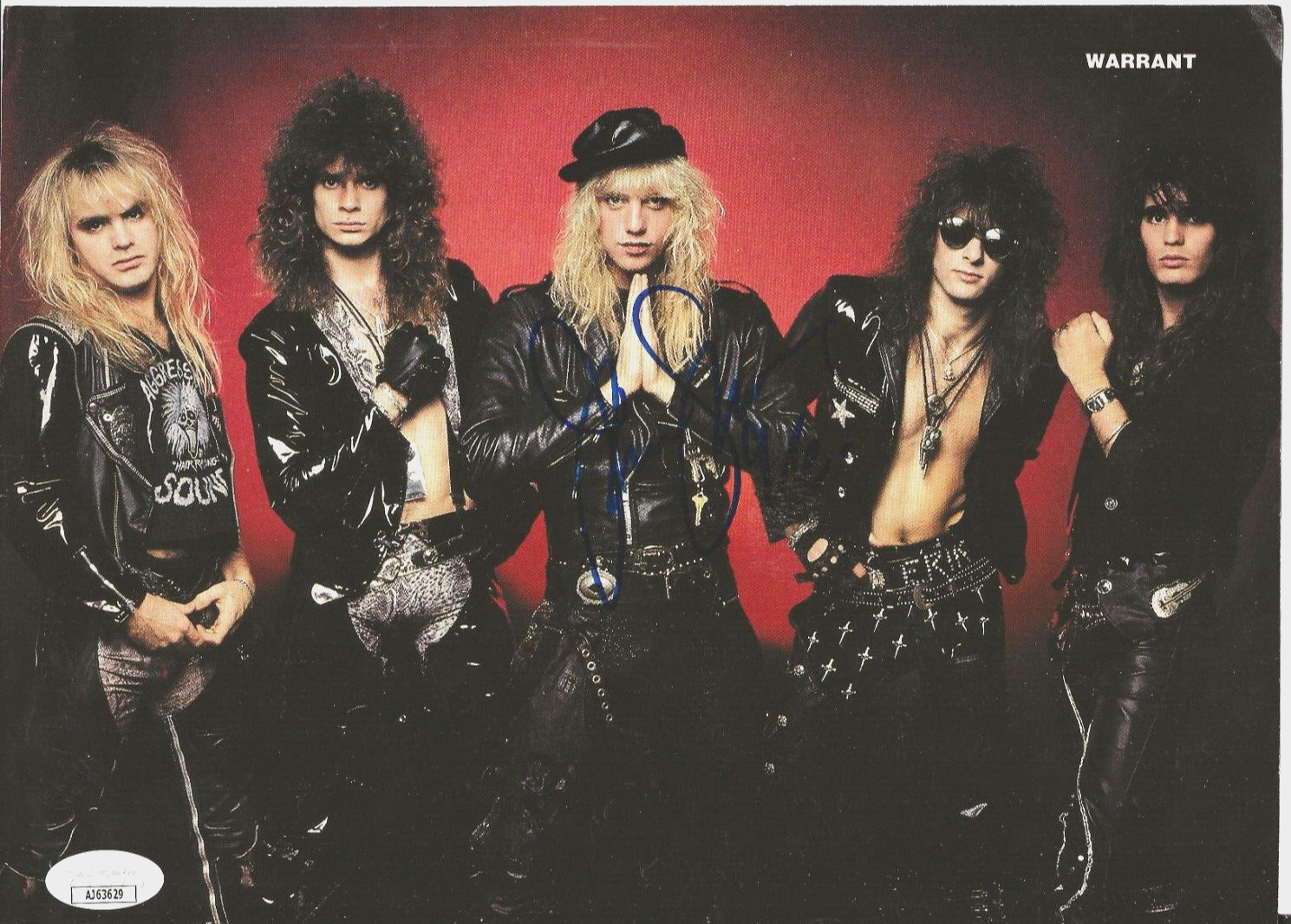 Jani Lane of WARRANT REAL hand SIGNED Mag Pinup Photo #1 JSA COA Autographed