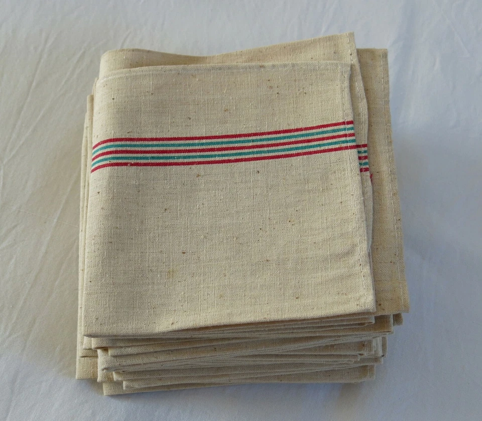 TORCHON ANCIEN, 12 beaux torchons anciens en métis, rouge, vert, ANCIEN & NEUF - Photo 3/4