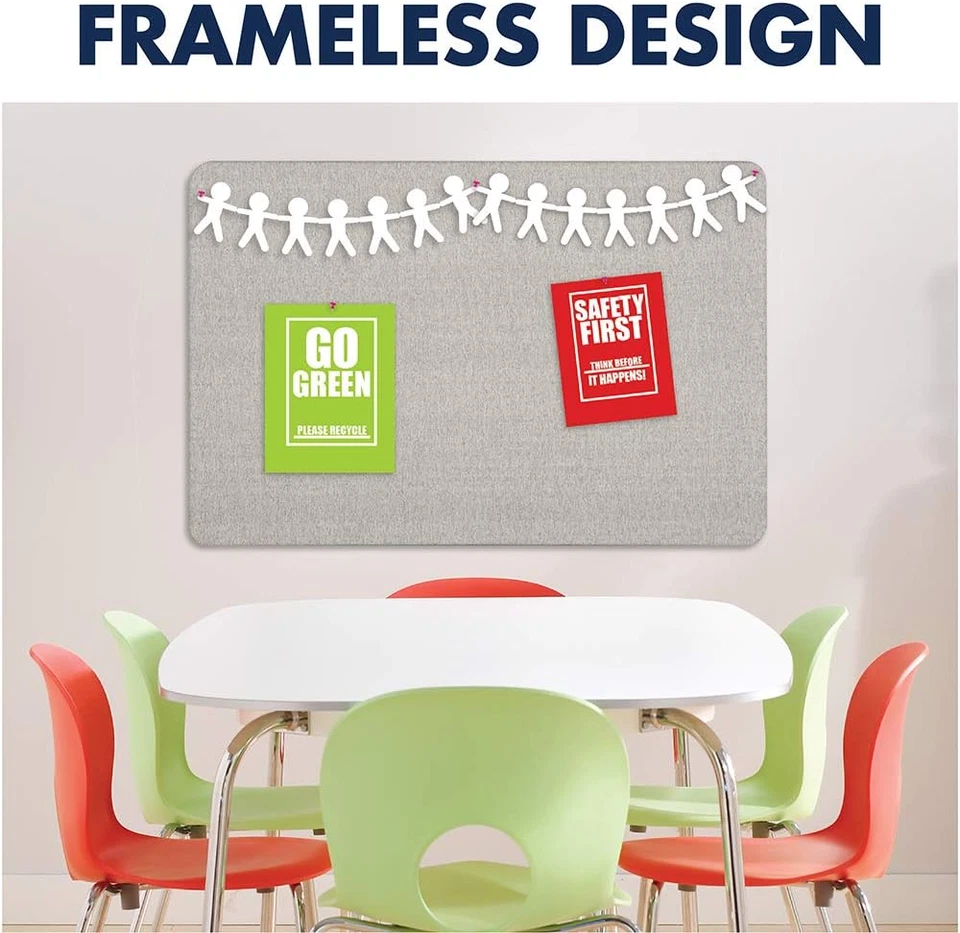 Bulletin Board for Walls, Fabric, 3' X 2', Frameless Pin Board, Fiberboard, Disp - Image 2 of 4