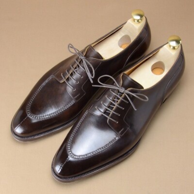Handmade Mens Dark brown brown Oxfords Derby dress shoes, Leather shoes for mens