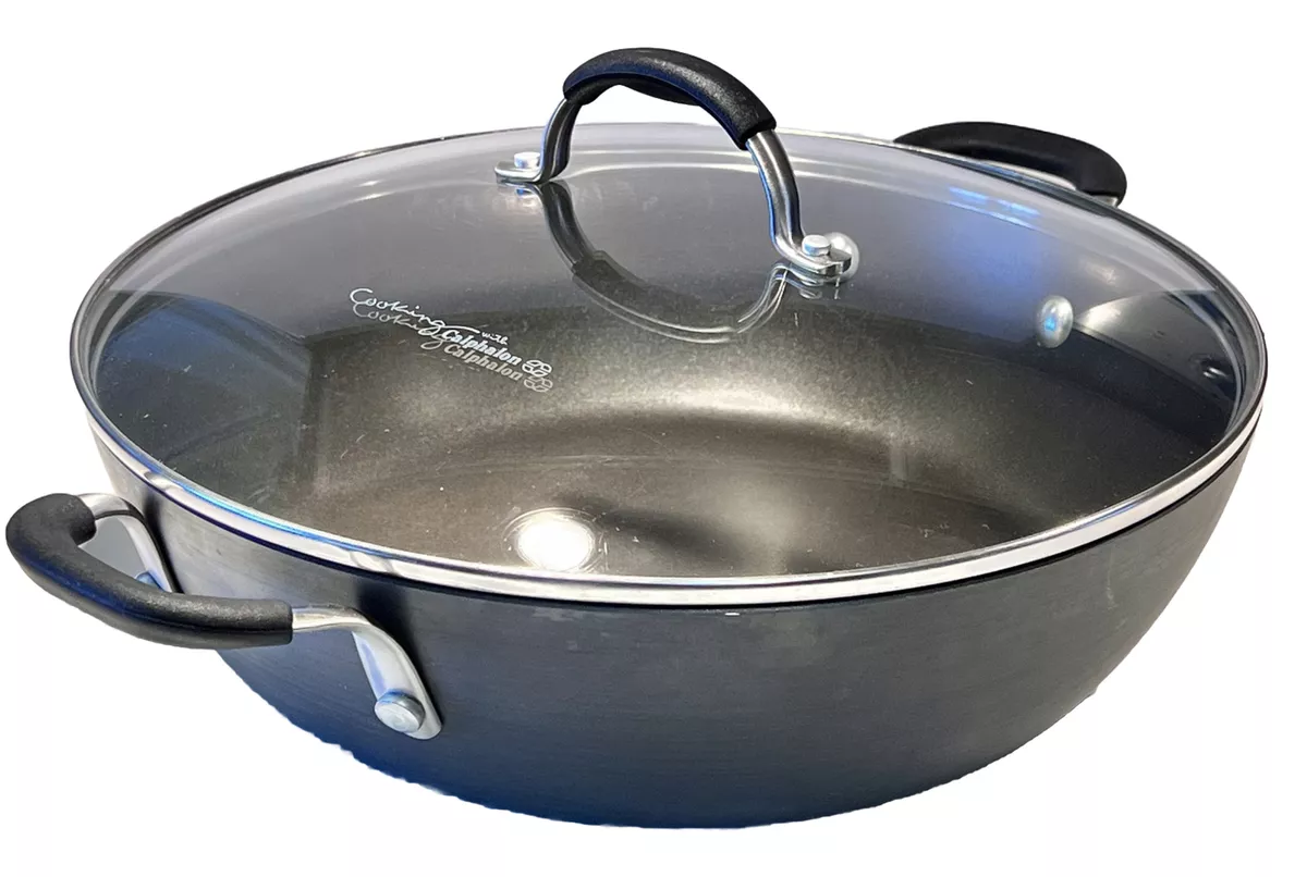 12” Calphalon #1612 5 Qt Deep Sauté' Pan All-Purpose Two Handles + Glass Lid  EUC