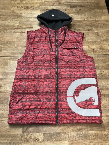 ECKO UNLTD Red Puffer Vest Mens SIZE L 