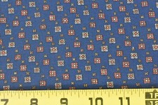 By 1/2 Yd, Vintage, Blue  Rust Print on Navy Quilt Cotton, P8432