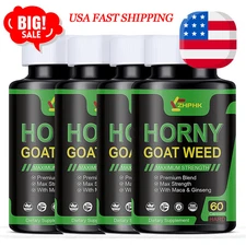 Horny Goat Weed Extract with Maca Capsules, Saw Palmetto Ginseng Sexual Enhancer