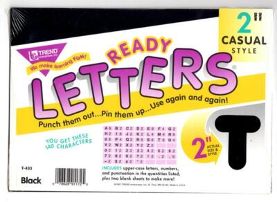TREND READY LETTERS 2'' CASUAL STYLE BLACK 140 CHARACTERS #T-433 SEADED PACK