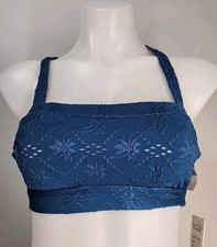 Nwt Cupshe Sensorial Spring Square Neck Bikini Top Womens Size S - Navy Teal
