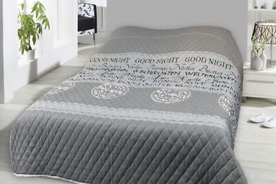 Bettüberwurf 140x210cm Tagesdecke Sofaüberwurf Good Night grau gesteppt wattiert