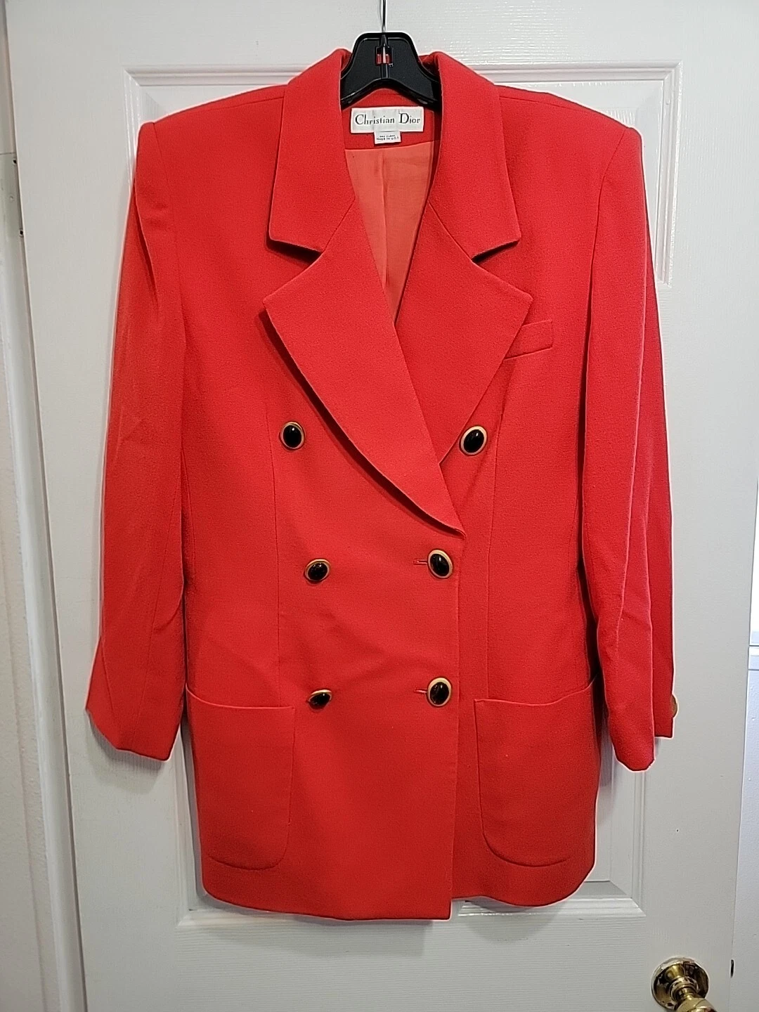 Giacca Christian Dior vintage donna taglia 12 rossa doppiopetto lana
