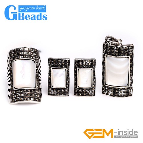 Juego de joyas rectangulares vintage colgante plata tibetana marcasita envío gratuito - Imagen 5 de 77