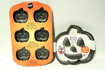 Jack O' Lantern Large +  6 Cavity Mini Non-Stick Cake Pan - Halloween Pumpkin