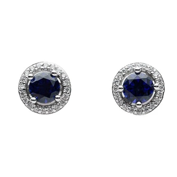 Tanzanite Rhodium Plated Stud Fashion Earrings