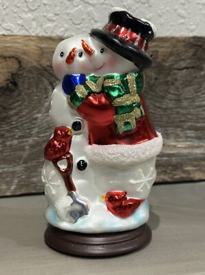 2004 Thomas Pacconi Classics Blown Glass Snowman Couple Figurine Christmas EUC