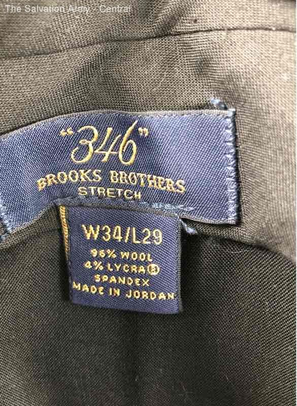 Brooks Brothers Mens Black Striped Wool Blend 346 Stretch Dress Pants