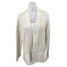 Abercrombie Fitch Cream Open Knit Long Sleeve Open Cardigan Sweater Top Size S