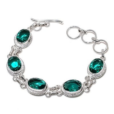 Mint Tourmaline Gemstone Handmade 925 Sterling Silver Jewelry Bracelet Size 7-8''