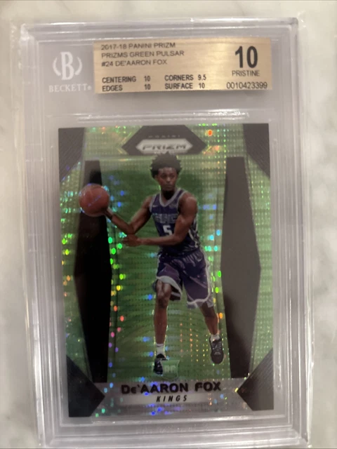 2017-18 Panini Prizm De'Aaron Fox Green Pulsar BGS 10 23/25(WOW!!)