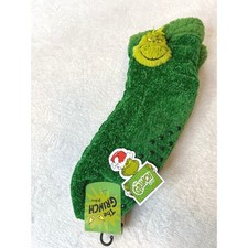 Dr. Seuss The Grinch Green Fuzzy Slipper Socks Non-Slip Grippers NWT Size 9-11