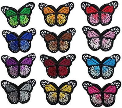 24pcs Butterfly Iron-On Sew-On Embroidered Patches Assorted Appliques Set