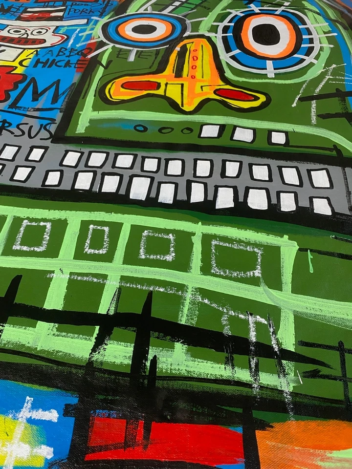 Rare Large King Samo Fits Basquiat on Canvas Signed 48 x 36 inches - Image 4 of 4