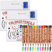 24 Short Jumbo Colored Pencils, Cute Animal Pencils for Kids ages 3-12, Hexag...