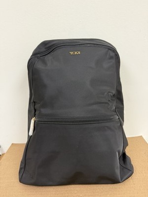 TUMI Just In Case Foldable Backpack   Black w/ Gold Hardware Lightweight Travel
