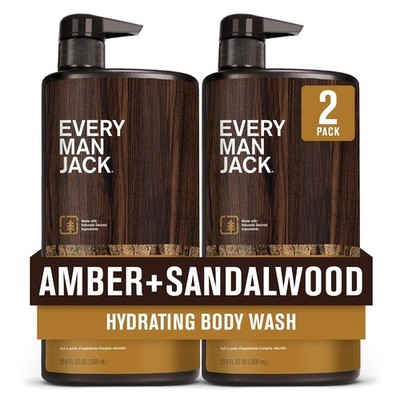 Every Man Jack Nourishing Amber + Sandalwood Mens Body Wash for All Skin... 