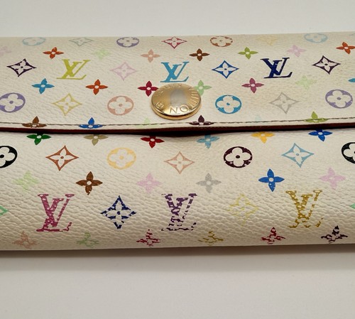 Louis Vuitton Sarah Geldbörse Multicolor Weiß Monogramm Long Wallet Authentic COA - Bild 7 von 17