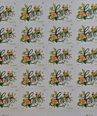 Love Flourishes Forever Stamps 5 Sheets 100 Count Ideal for Wedding Invitations