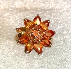 Vntg Gold Sterling Silver Orange Spessartite Garnet Ring Flower Sz 5.25 925 4266